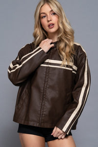 Moto Leather Jacket + Brown