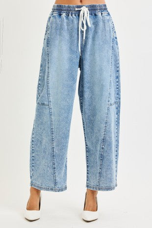 Parker Elastic Waist Barrel Jeans