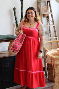 Firecracker Midi Dress in Red