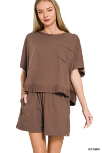 580 Friday - Lexi Boxy Short Set in Brown