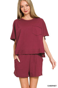 580 Friday - Lexi Boxy Short Set in Cabernet