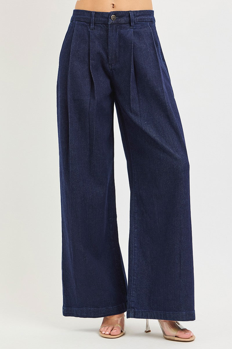 Meryl Blue Pleated Palazzo Pants