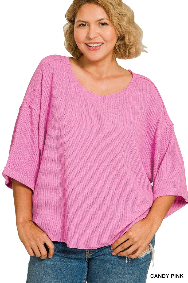 Curve + Holly Scoop Hem Top in Pink