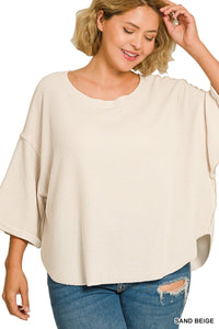 Curve + Holly Scoop Hem Top in Beige