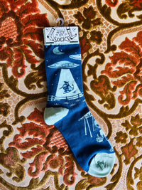 Cow Alien Abduction Socks