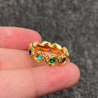Colorful Inlay CZ 18K Gold Plated Ring