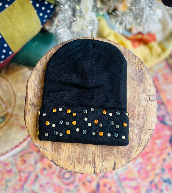 Black Jeweled Beanie + 3 styles