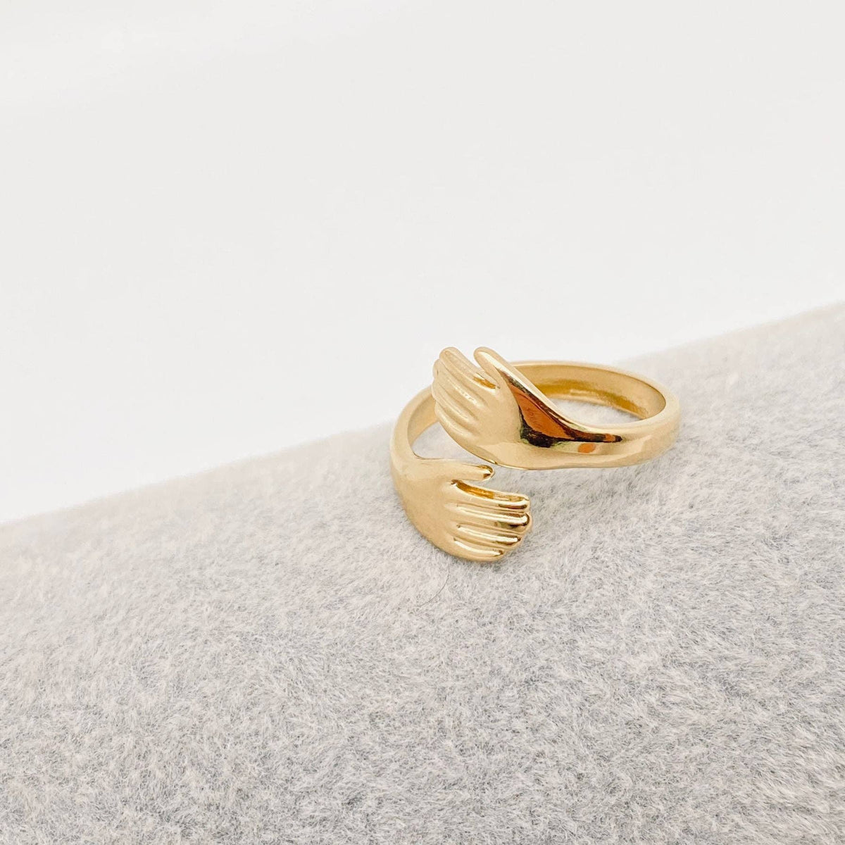 Hugging Hands Gold Plated Stainless Steel Ring