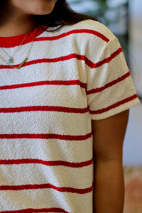 Striped Basic Tee in Red