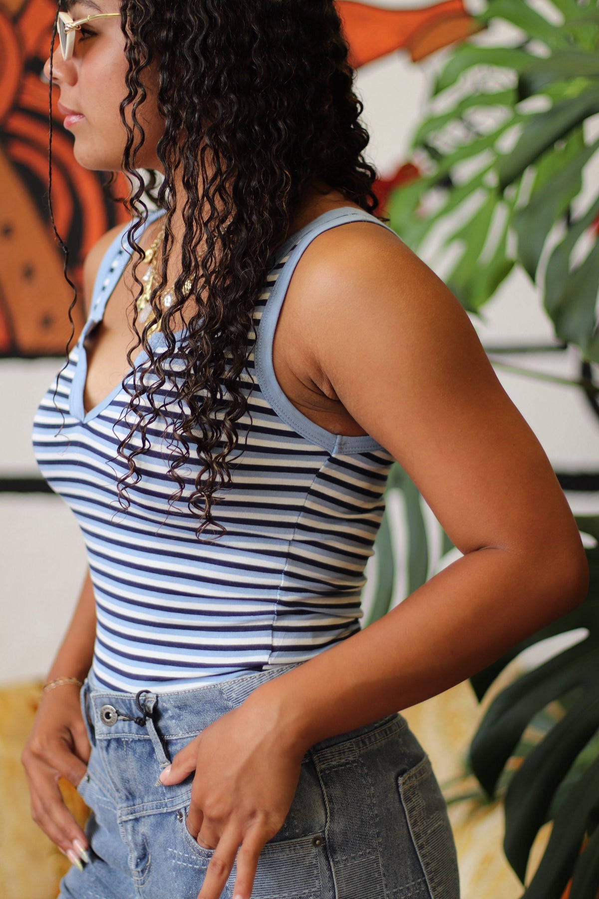 Lexi Blue Striped Tank Top