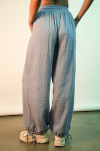 Gauze Wide Leg Pants in Denim