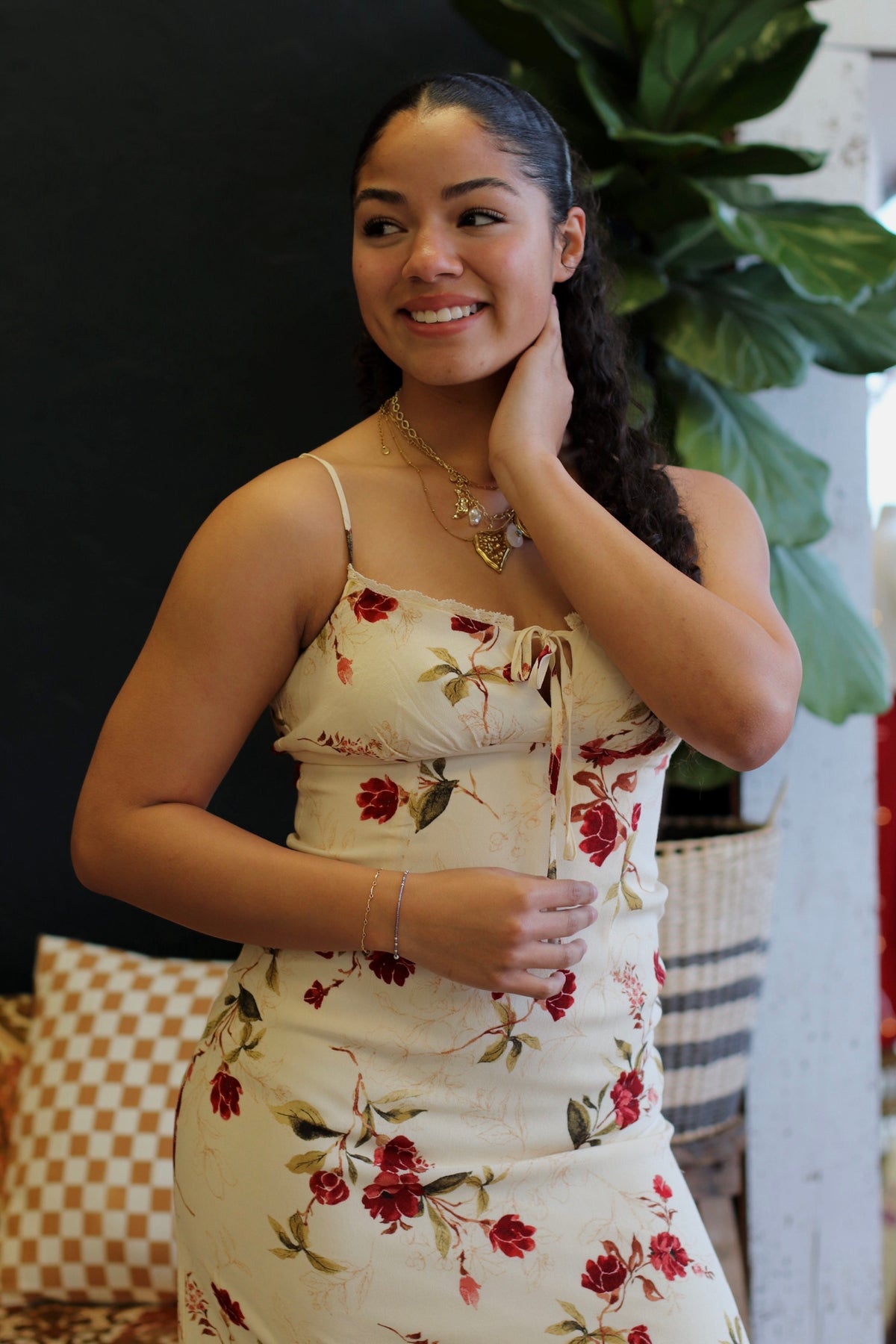 Feelin' Floral Front Tie Midi Dress