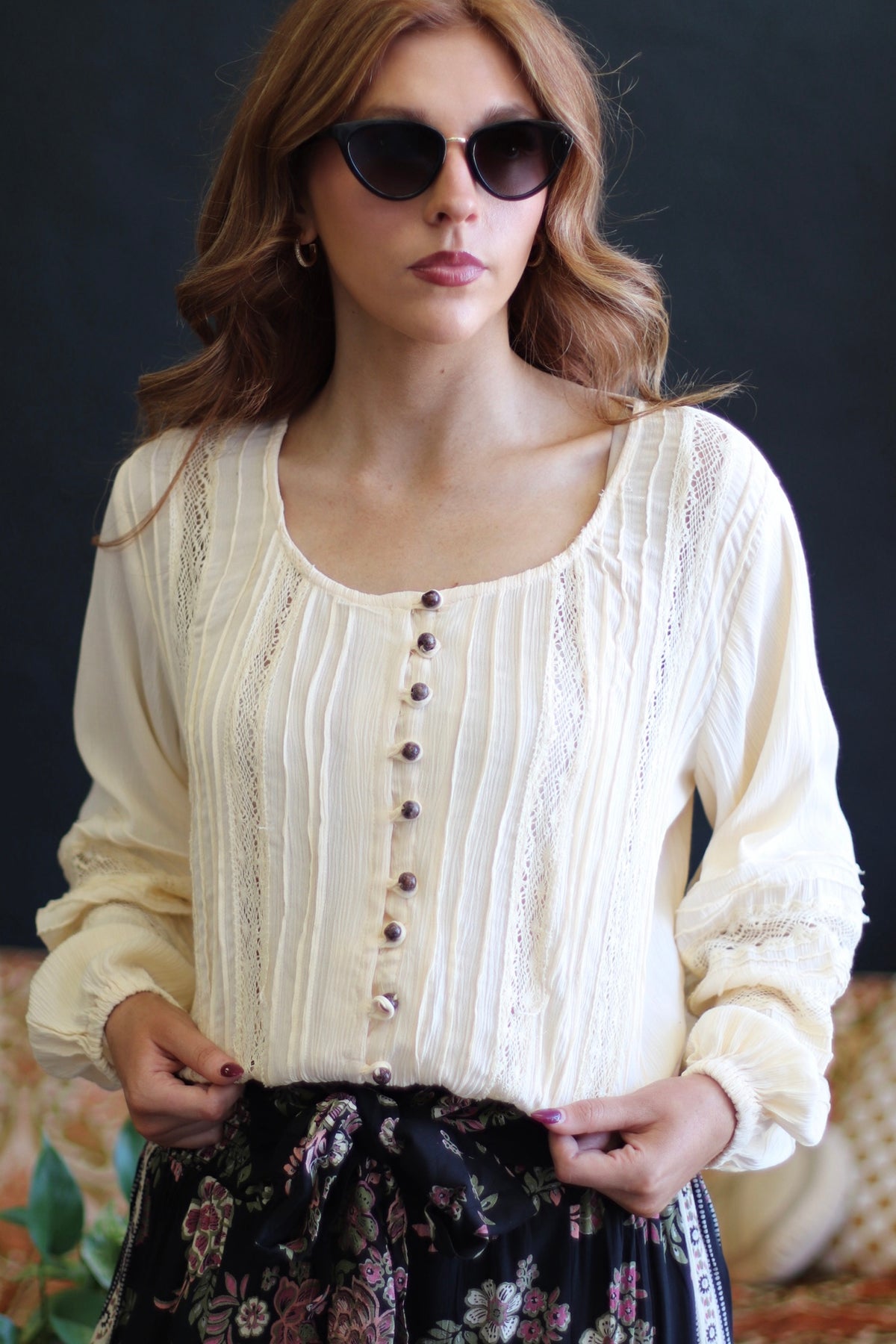 Lillie Cottagecore Button Down Prairie Blouse