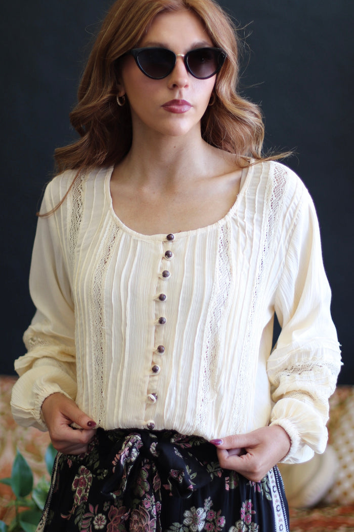 Lillie Cottagecore Button Down Prairie Blouse