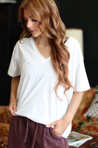 Oversized V-Neck White T-Shirt