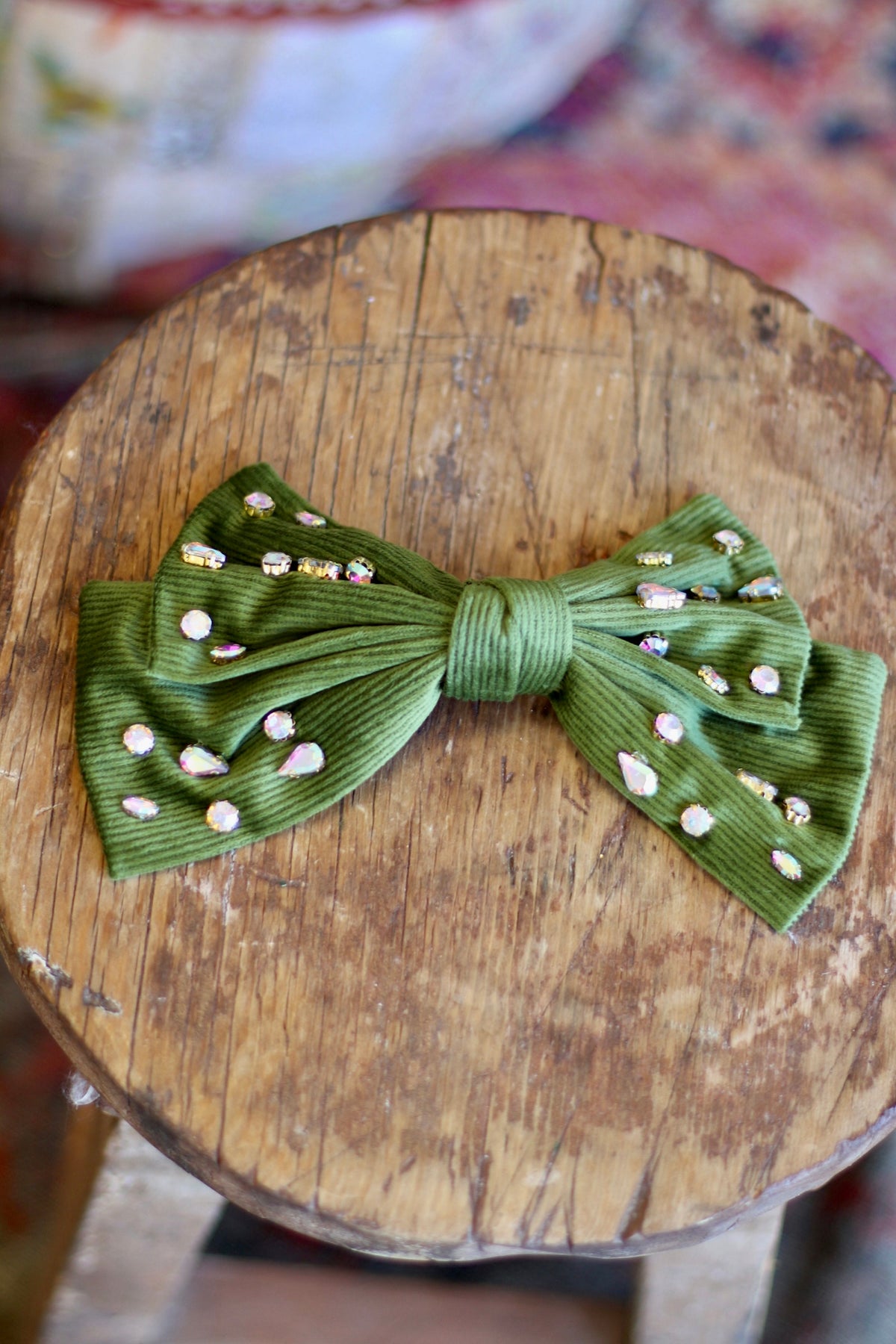 Large Cord Rhinestone Bow