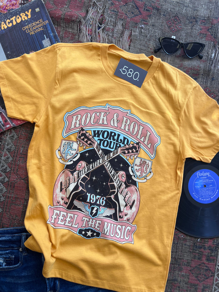 Rock & Roll World Tour Mustard Graphic Tee