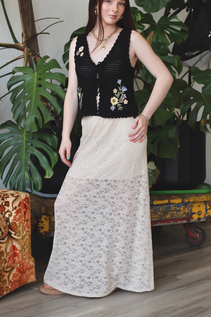 Lana Lace Maxi Skirt in Beige
