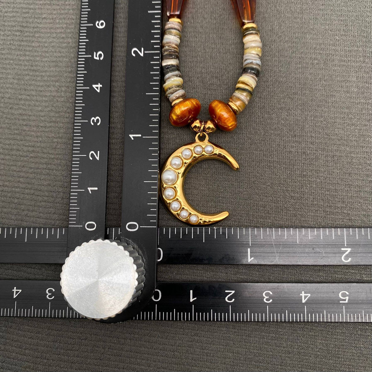 Chunky Boho Beaded Moon Necklace