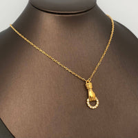 Drop Down Hand 18K GP Stainless Steel Necklace