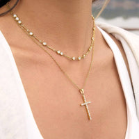 Gold Cross Two Tier Necklace