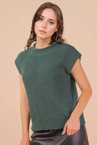 Oversized Soft Knit Sweater Vest Top Forest
