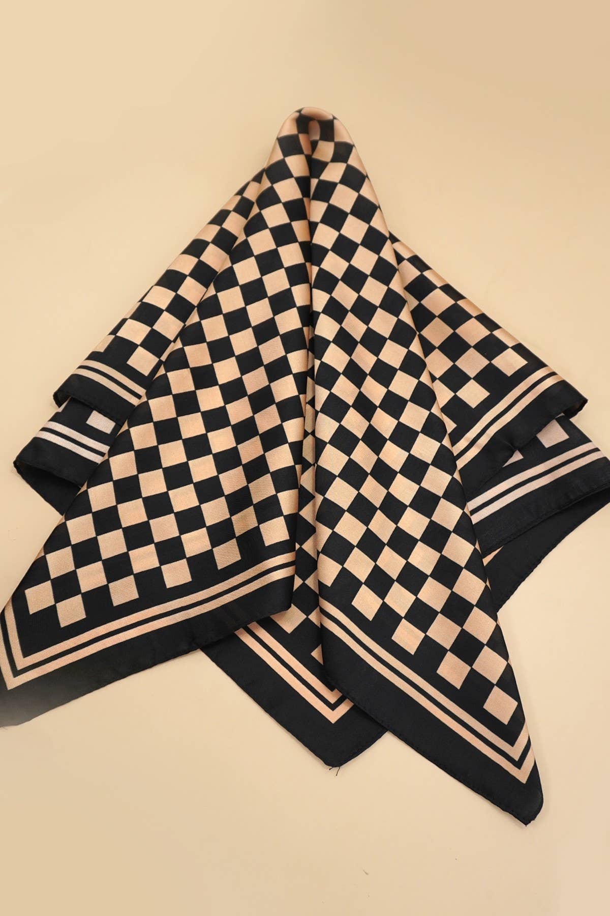 Mocha Checkered Bandana Scarf