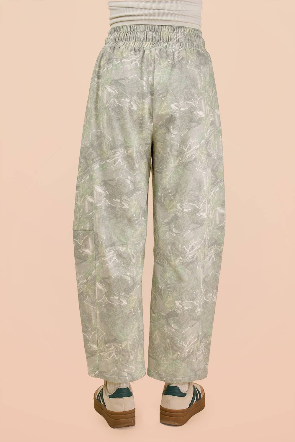 Camo Print Casual Knit Barrel Pants