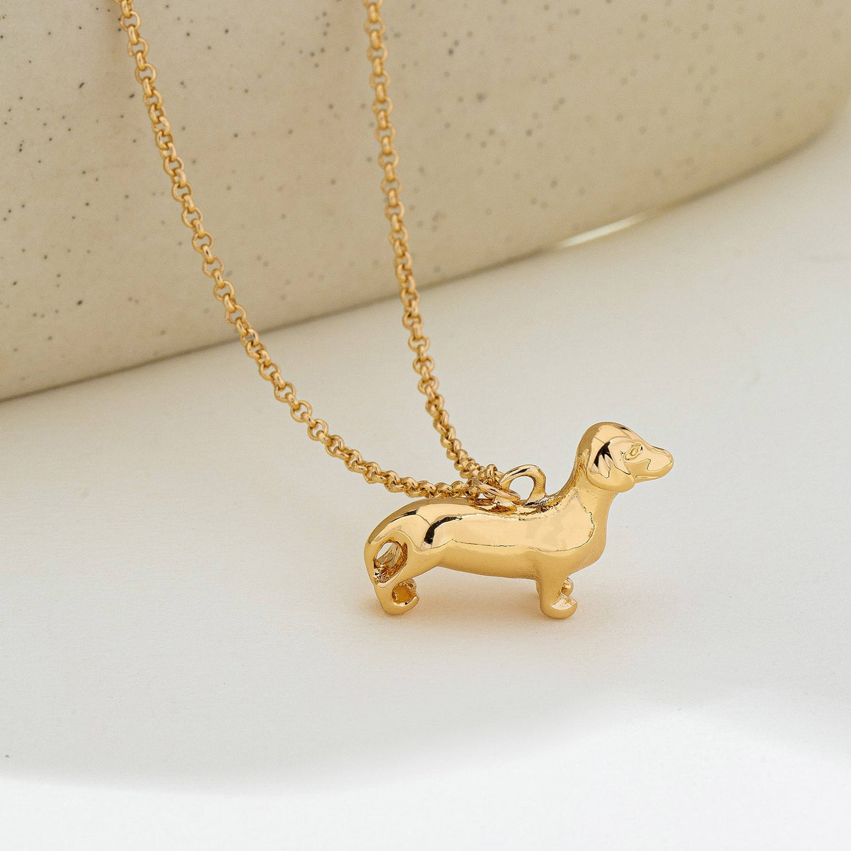 Gold Dachshund/Weenie Dog Pendant Necklace