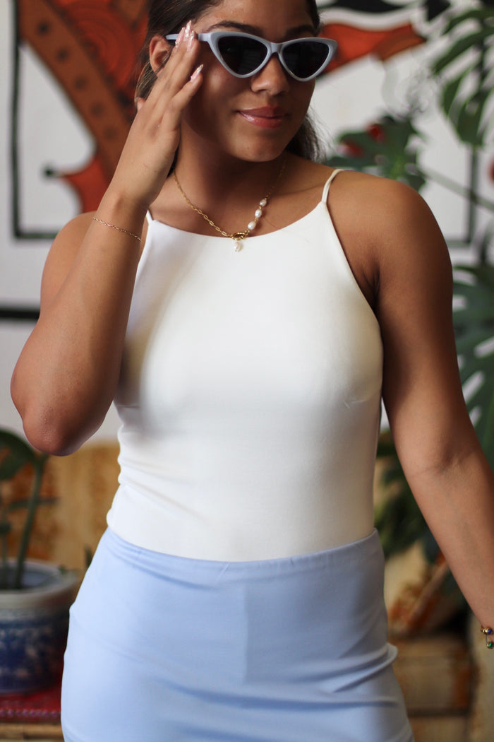 White Soft Scuba Cami Bodysuit