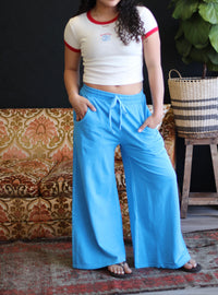 Mineral Wash Wide Leg Pants + Ocean Blue