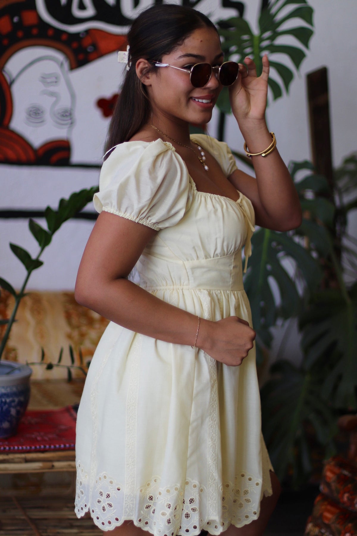 Belle Mini Dress in Butter Yellow