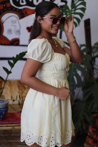 Belle Mini Dress in Butter Yellow