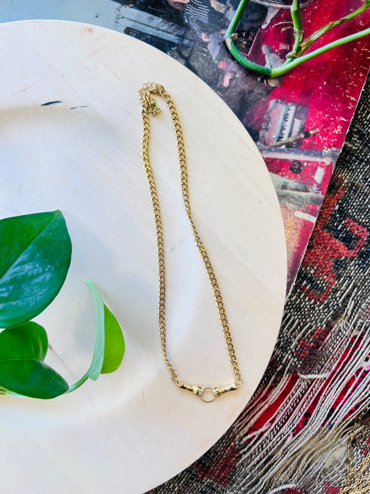 Hand of Friendship 18K GP Stainless Steel Necklace