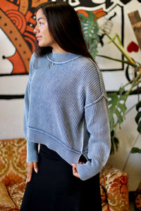 Ribbed Crop Sweater + Blue