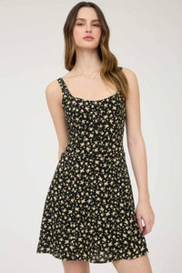 Indie Floral Mini Dress in Black