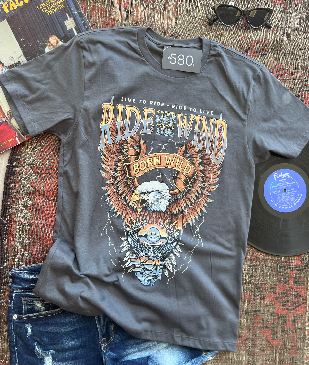 Ride Like The Wind Dark Gray Graphic Tee