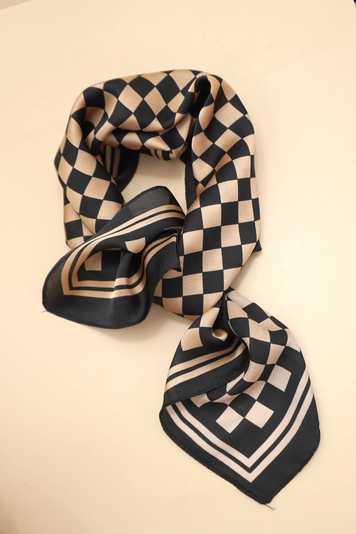 Mocha Checkered Bandana Scarf