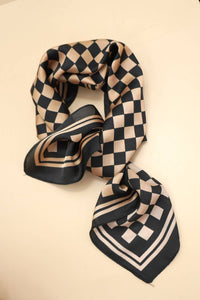 Mocha Checkered Bandana Scarf