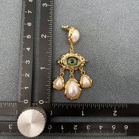 Evil Eye & Pearl Dangle Earrings