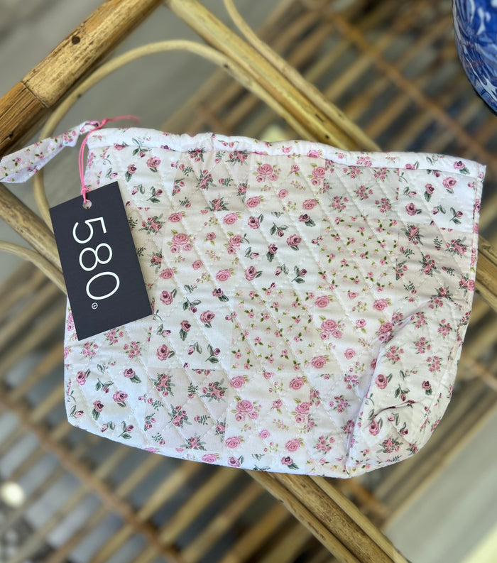 "Garden of Roses" Quilted Cosmetic Bag