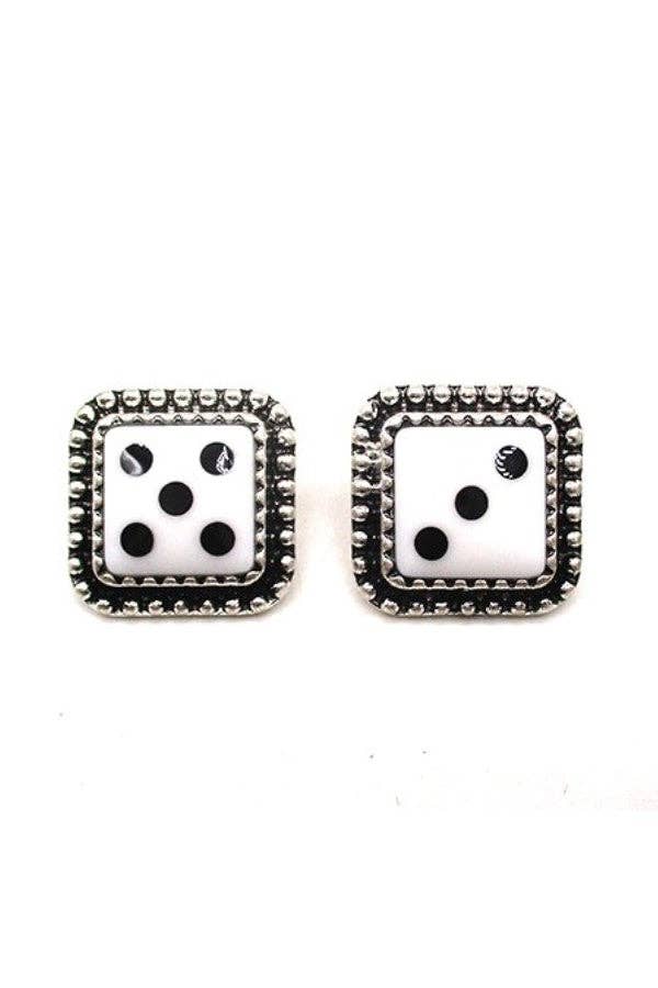 DICE POST EARRINGS: Red