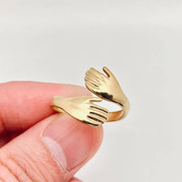 Hugging Hands Gold Plated Stainless Steel Ring