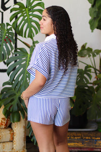 Conrad Striped Short Set + Blue