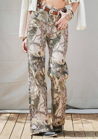 High-Rise Camo Print Wide Leg Jeans