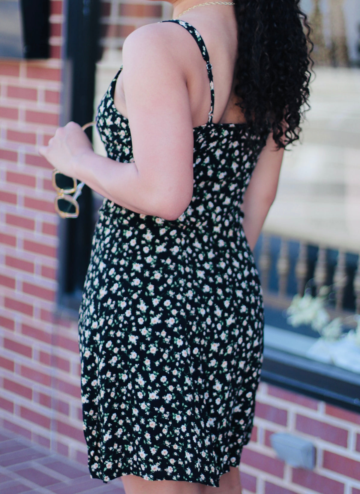 Indie Floral Mini Dress in Black