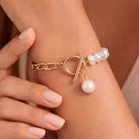 18K Gold Plated Waterproof Pearl Chain Bracelet