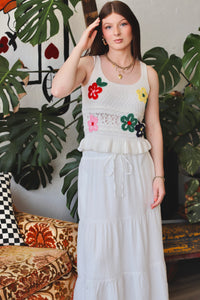 Flower Child Knit Tank in Ivory