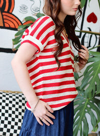 Sweet Summertime Knit Top in Red