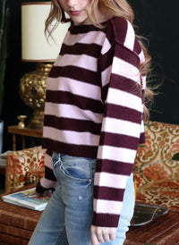 Leslie Burgundy Striped Long Sleeve